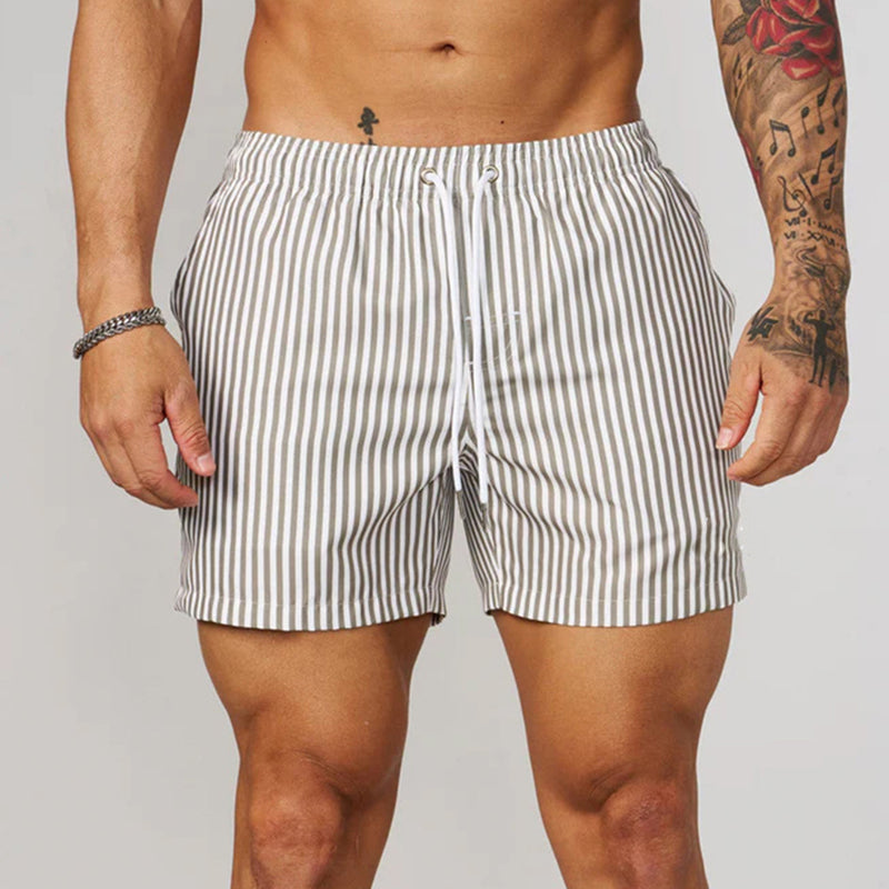Simple Fine Line Striped Dolphin Shorts