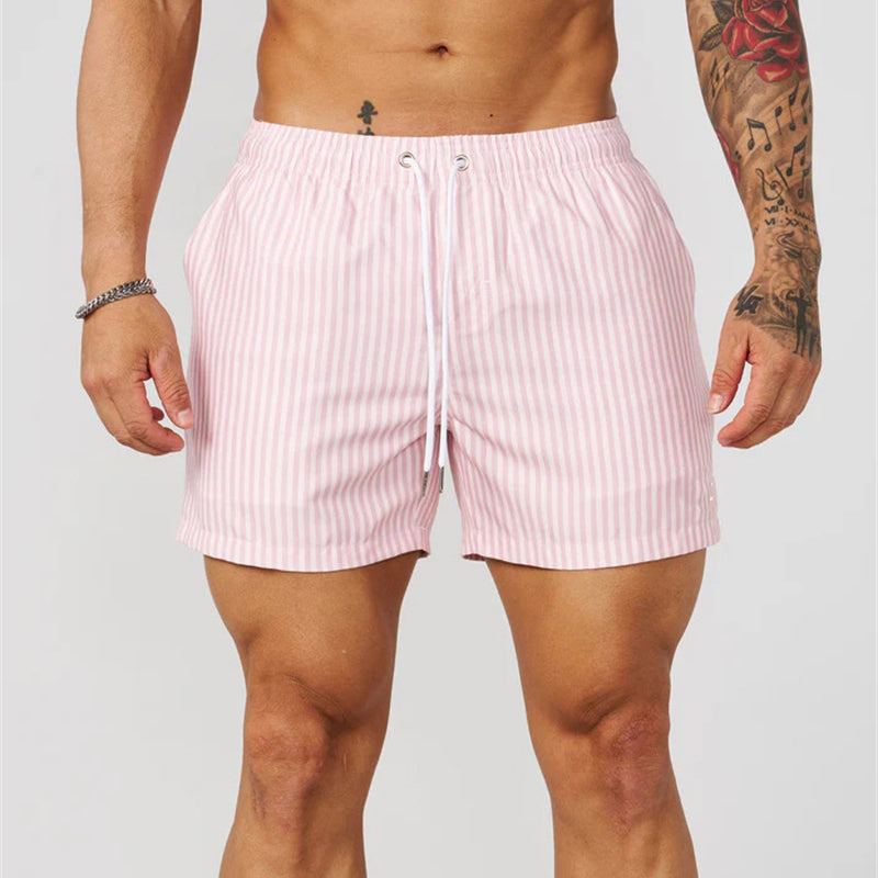 Simple Fine Line Striped Dolphin Shorts