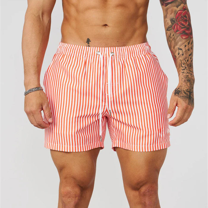 Simple Fine Line Striped Dolphin Shorts