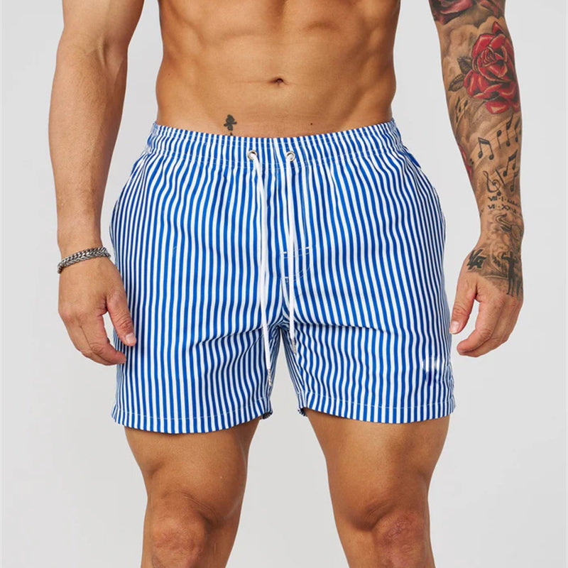 Simple Fine Line Striped Dolphin Shorts