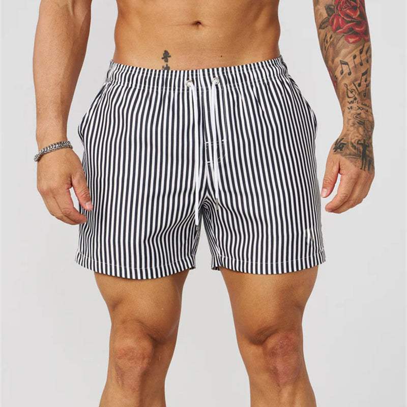 Simple Fine Line Striped Dolphin Shorts
