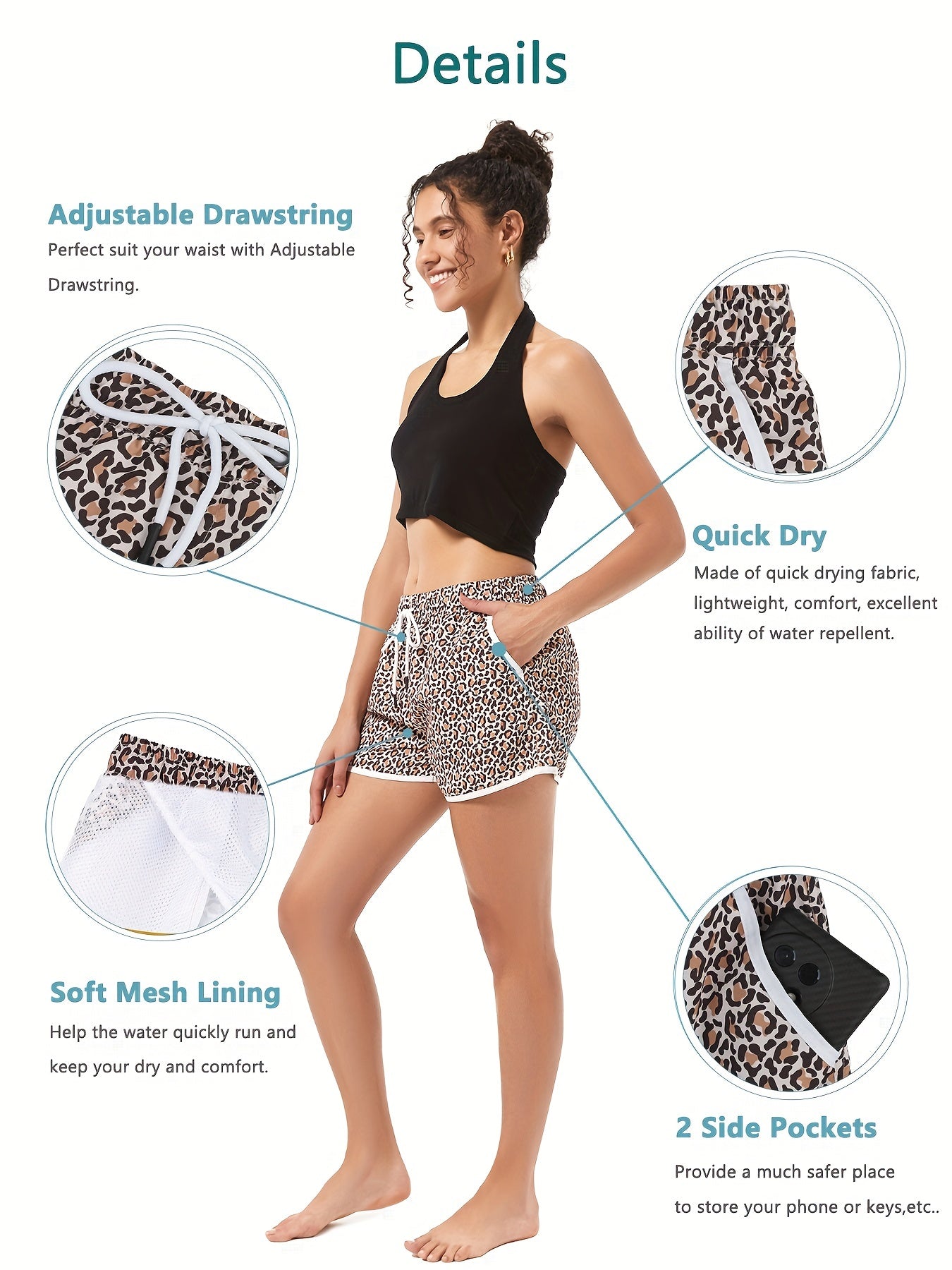 2 Pack Leopard Print & Solid Black Dolphin Shorts