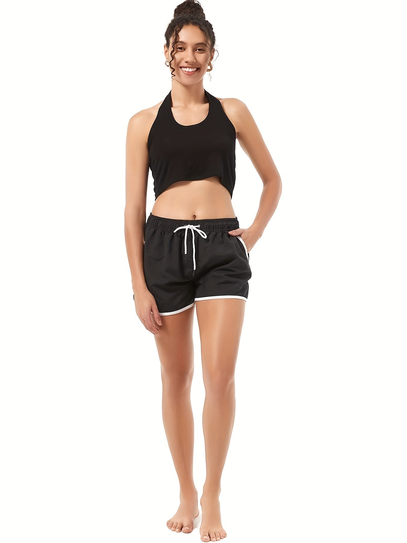 2 Pack Leopard Print & Solid Black Dolphin Shorts
